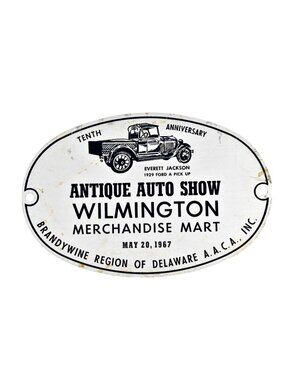 1967 AACA Meet Wilmington DE Merchandise Mart Dash Plaque Classic Car Metal Sign